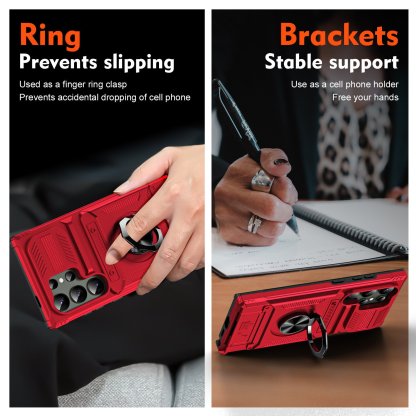 Shockproof Phone Case with Card Holder & 360° Magnetic Ring Stand Dual Layer Protective Phone Case for Samsung Galaxy S25/S24/S23 Ultra Plus FE