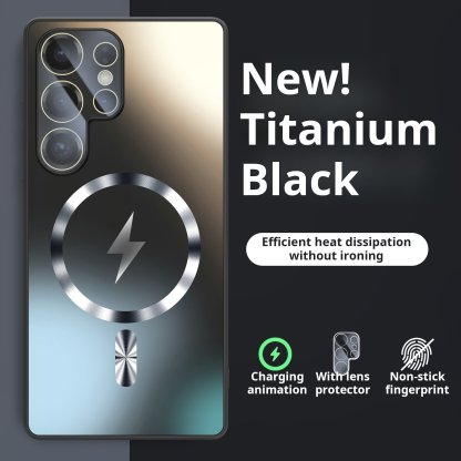 Lightning Magnetic Charging Matte Silky Feel Phone Case With Lens Protection for Samsung S25 S24 S23 Ultra 
