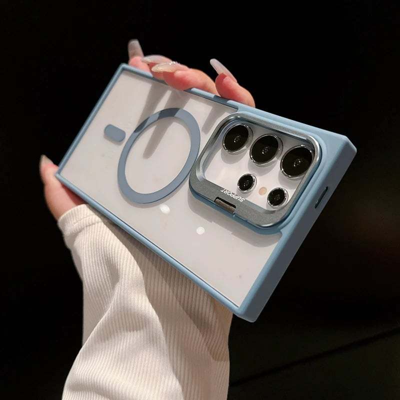 (S25 Updated) Magsafe Hidden Holder Clear Case For Samsung Galaxy S25 S24 Ultra S22 Plus S23 FE Shockproof Magnetic Wirelesss Charge Cover