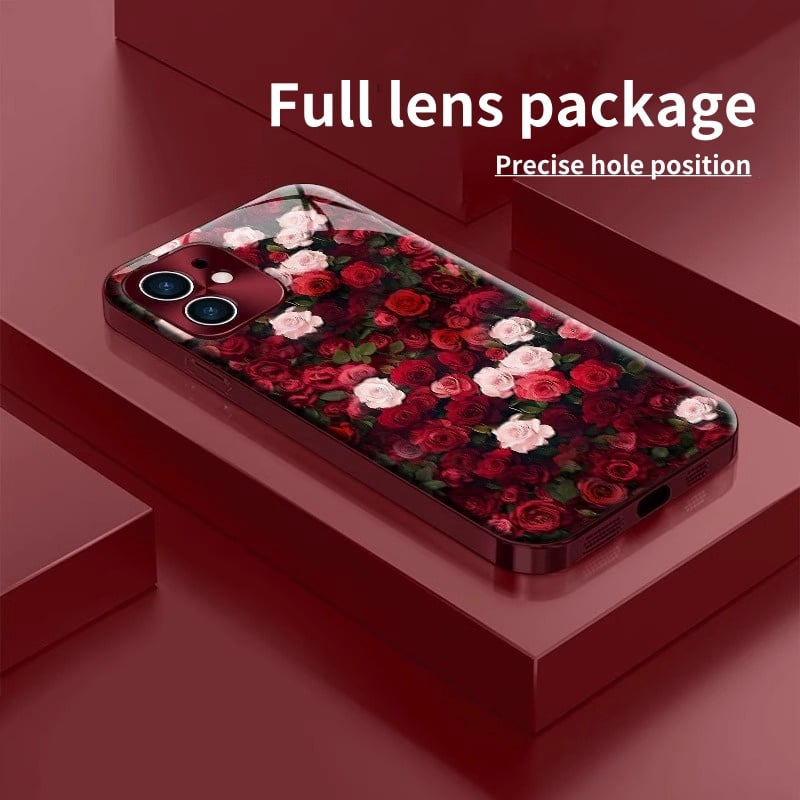 Suitable for iPhone 16/15/14/13/12/11 electroplated full screen rose phone case