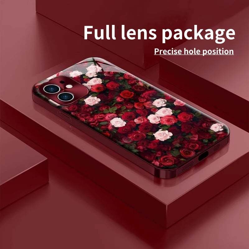 Suitable for iPhone 16/15/14/13/12/11 electroplated full screen rose phone case