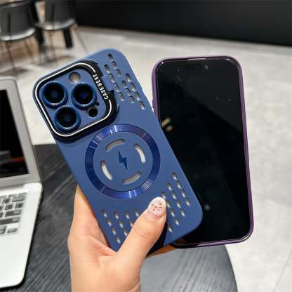 Lens bracket ice point heat dissipation hollow magnetic soft case suitable for Apple 16/15/14/13/12/11 series