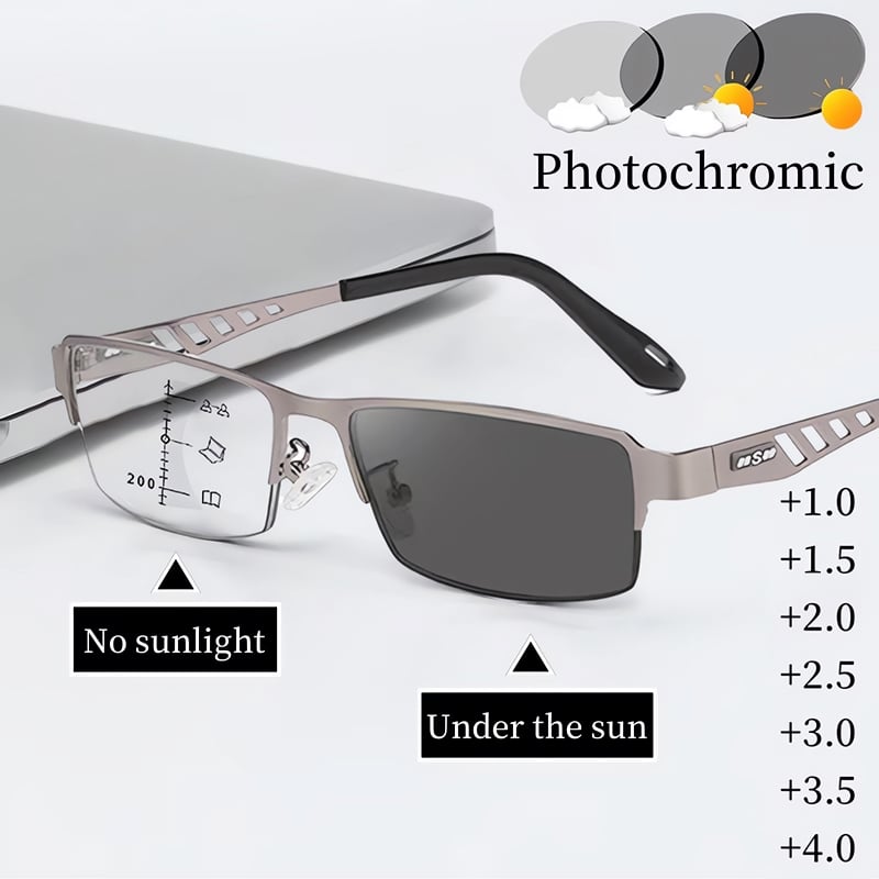 🔥ULTRA-LIGHT MULTI-FOCAL PHOTOCHROMIC READING GLASSES - Optional Glasses Degrees
