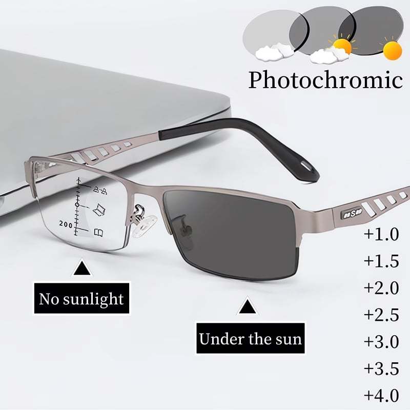 🔥ULTRA-LIGHT MULTI-FOCAL PHOTOCHROMIC READING GLASSES - Optional Glasses Degrees