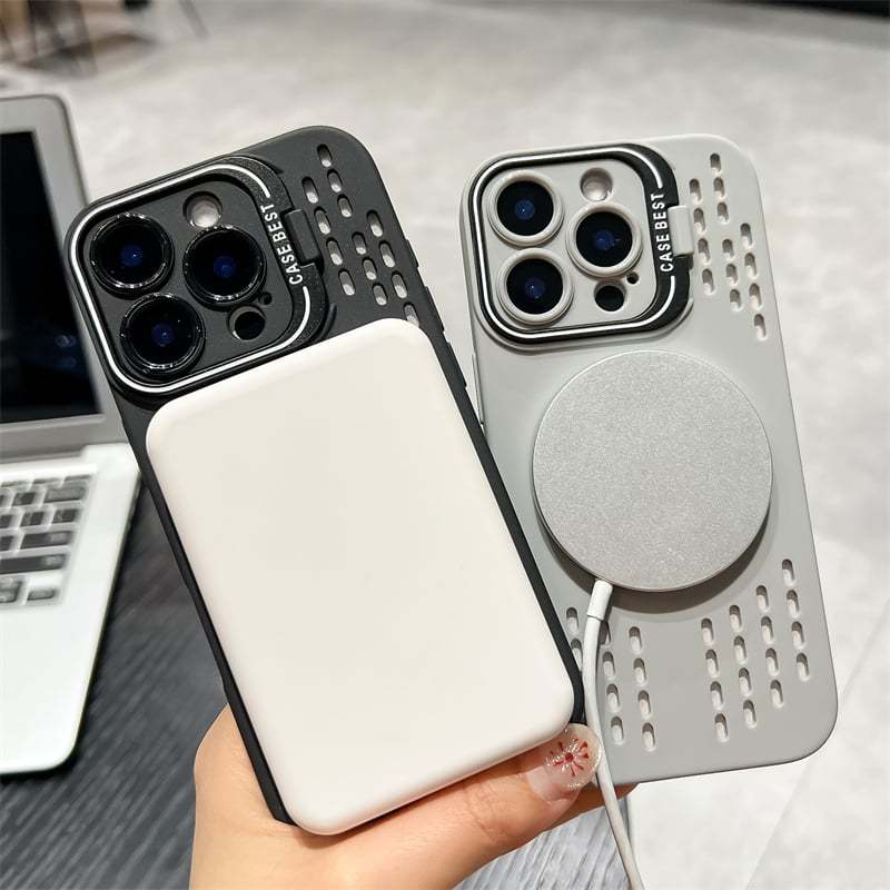 Lens bracket ice point heat dissipation hollow magnetic soft case suitable for Apple 16/15/14/13/12/11 series