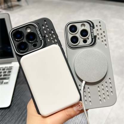 Lens bracket ice point heat dissipation hollow magnetic soft case suitable for Apple 16/15/14/13/12/11 series