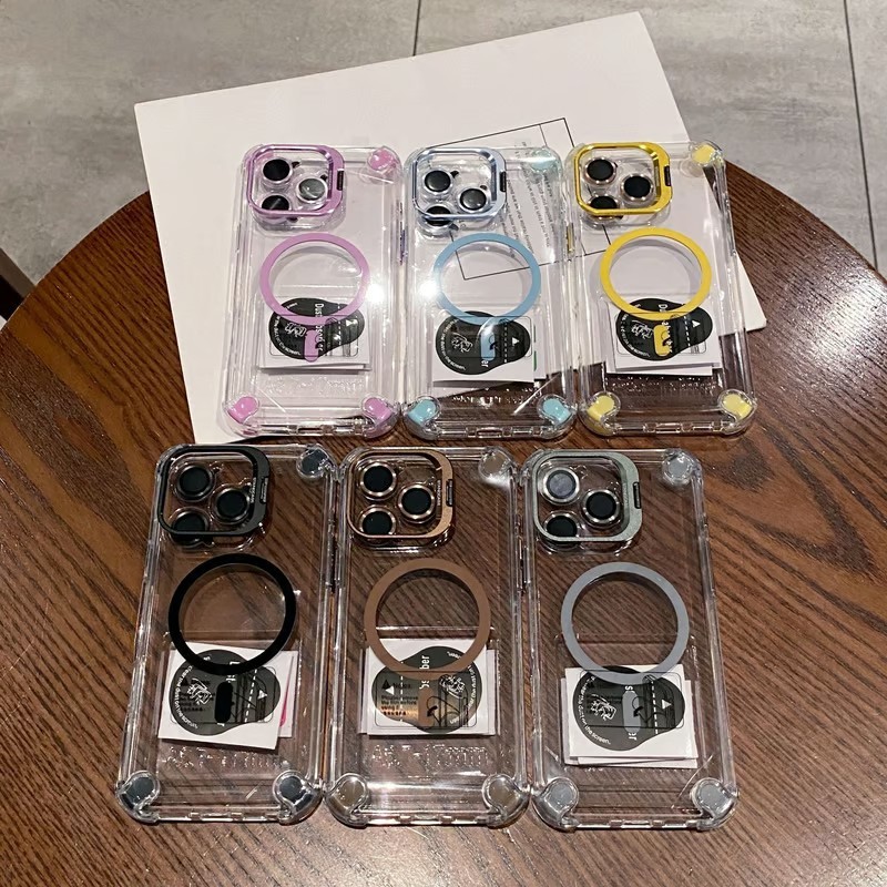 Four-corner airbag anti-fall case with lens holder suitable for iPhone 16/15/14/13/12/11 series