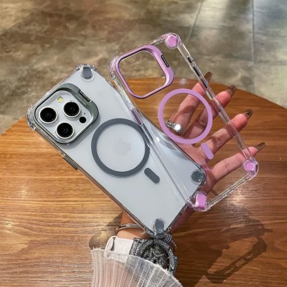 Four-corner airbag anti-fall case with lens holder suitable for iPhone 16/15/14/13/12/11 series