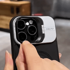 🔥Hot Sale🔥iPhone full-cover silicone magnetic super cool lightning mobile phone case with lens holder