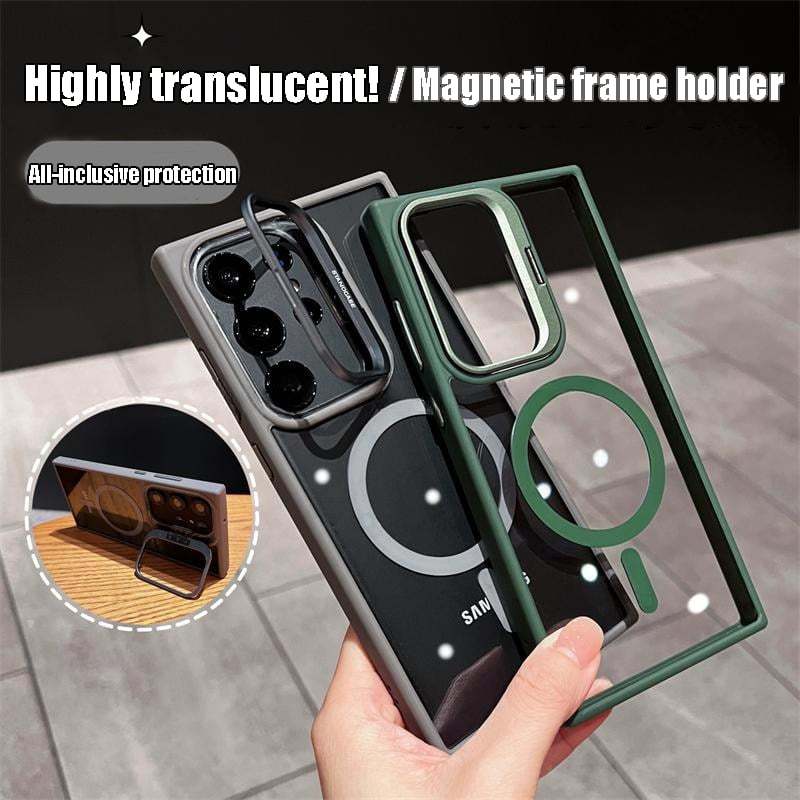 (S25 Updated) Magsafe Hidden Holder Clear Case For Samsung Galaxy S25 S24 Ultra S22 Plus S23 FE Shockproof Magnetic Wirelesss Charge Cover