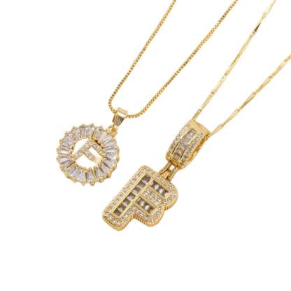 2 Pack - Initial Letter Pendant Necklaces with zircon stones for women fashion jewelry for parties birthdays valentine's day gift
