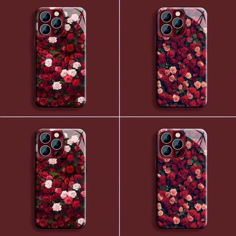 Suitable for iPhone 16/15/14/13/12/11 electroplated full screen rose phone case