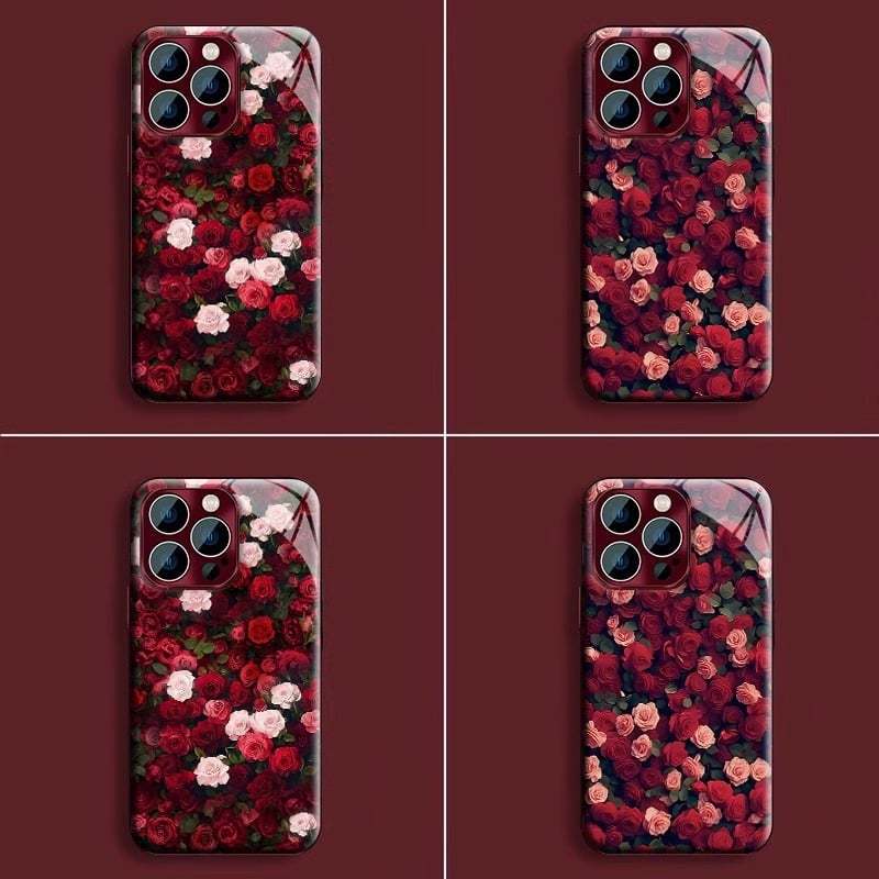 Suitable for iPhone 16/15/14/13/12/11 electroplated full screen rose phone case