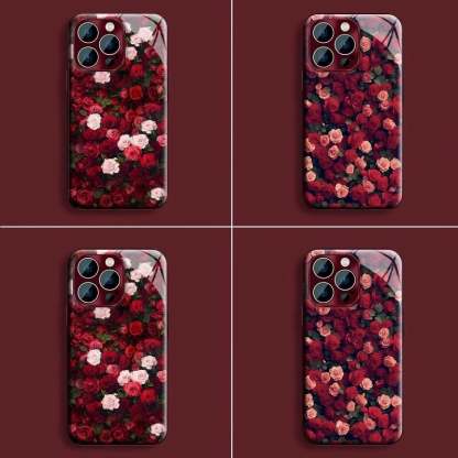 Suitable for iPhone 16/15/14/13/12/11 electroplated full screen rose phone case