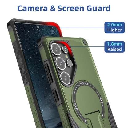 Military-grade anti-fall protective case with magnetic invisible bracket for Samsung