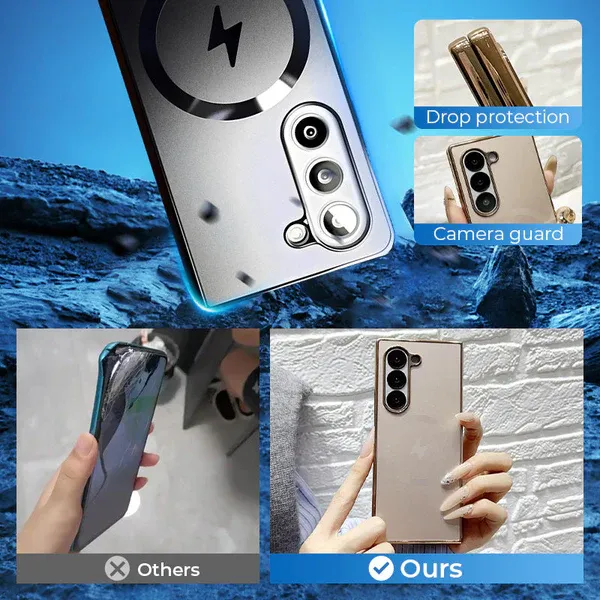 Electroplated Matte Magnetic Case for Samsung Z Fold 6/5/4/3 Series