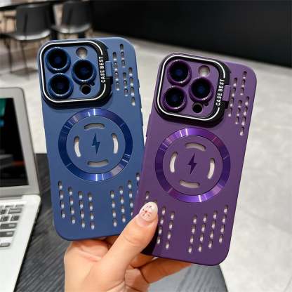 Lens bracket ice point heat dissipation hollow magnetic soft case suitable for Apple 16/15/14/13/12/11 series