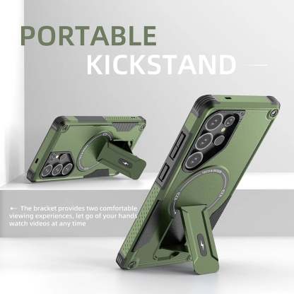 Military-grade anti-fall protective case with magnetic invisible bracket for Samsung