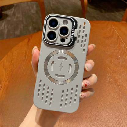 Lens bracket ice point heat dissipation hollow magnetic soft case suitable for Apple 16/15/14/13/12/11 series