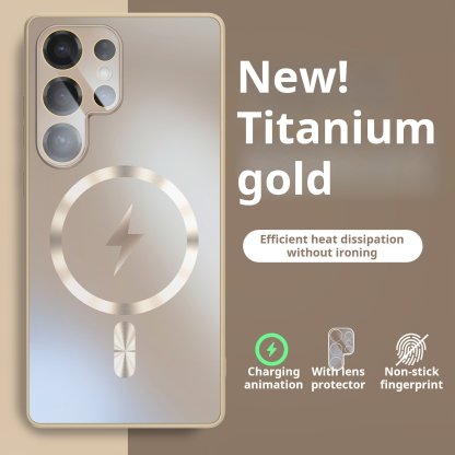 Lightning Magnetic Charging Matte Silky Feel Phone Case With Lens Protection for Samsung S25 S24 S23 Ultra 