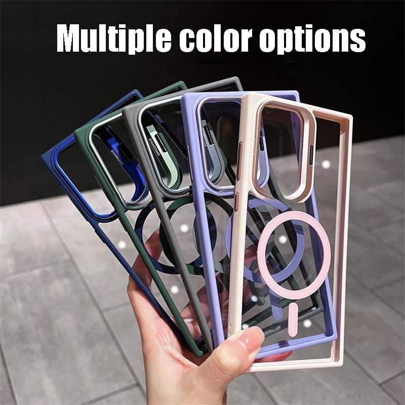 (S25 Updated) Magsafe Hidden Holder Clear Case For Samsung Galaxy S25 S24 Ultra S22 Plus S23 FE Shockproof Magnetic Wirelesss Charge Cover