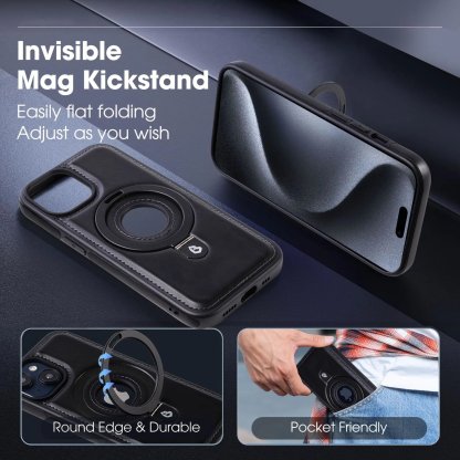 (🔥Last Day Promotion )🔥Full-Coverage Shockproof Leather Magnetic Stand iPhone Case for iPhone 16 15 14 13 12 Promax Pro Plus