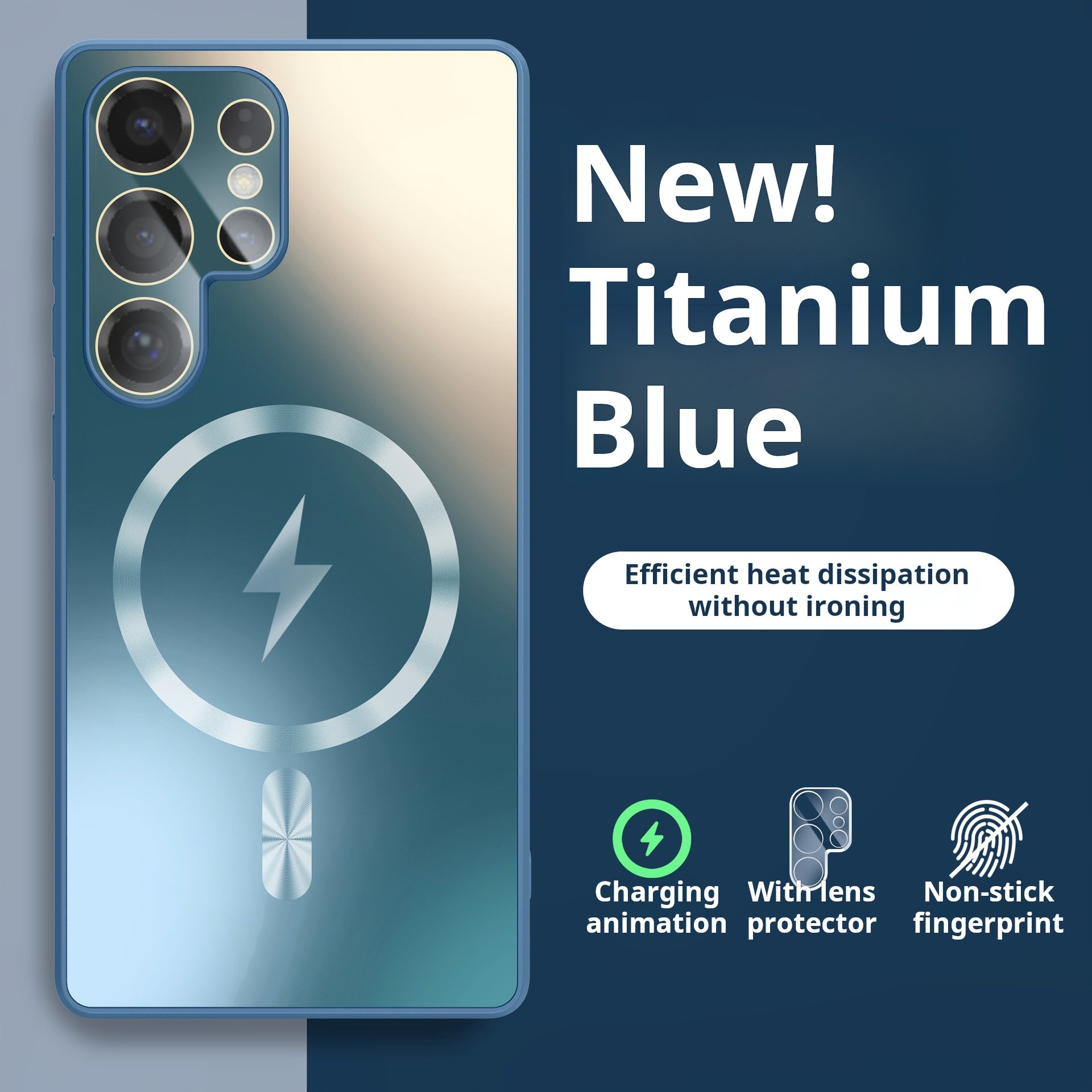Lightning Magnetic Charging Matte Silky Feel Phone Case With Lens Protection for Samsung S25 S24 S23 Ultra 