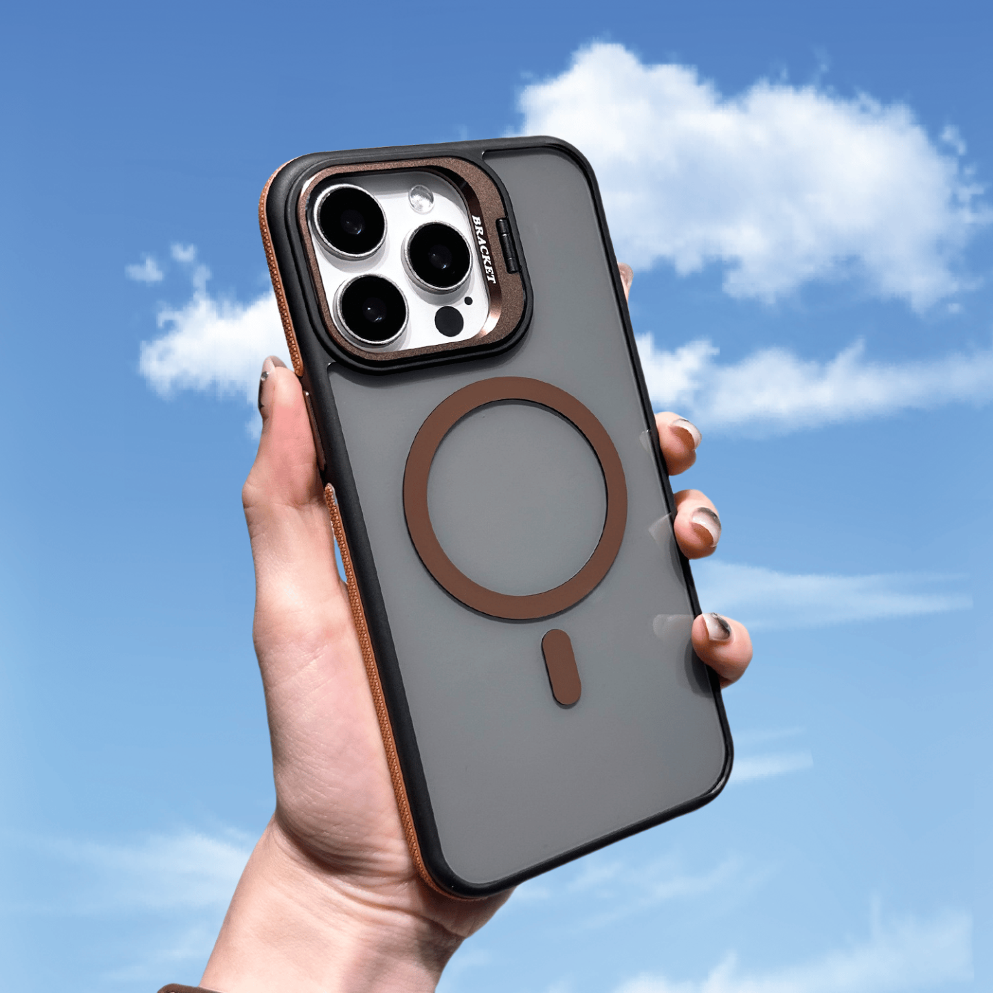 Magnetic Invisible Lens Holder Side Anti-slip Strips Phone Case For iPhone 16/15/14/13/12 Series