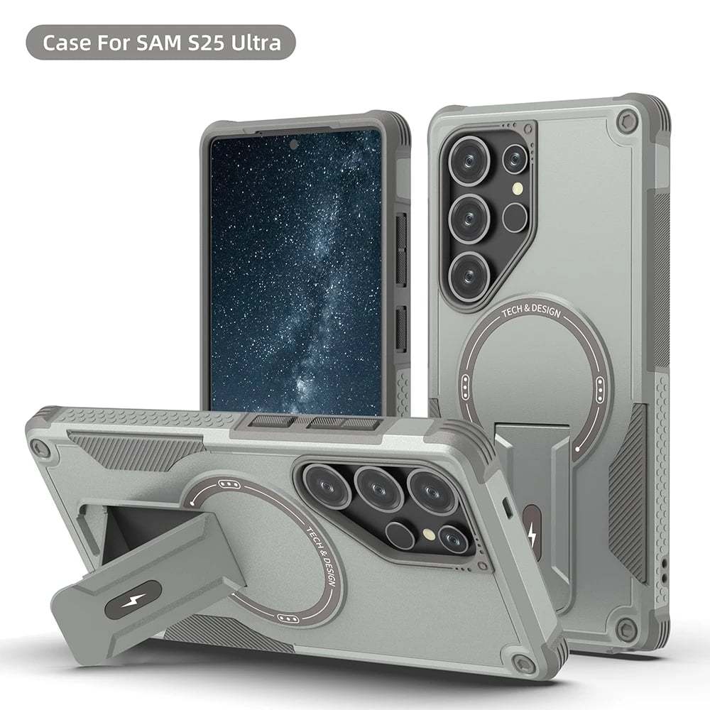 Military-grade anti-fall protective case with magnetic invisible bracket for Samsung