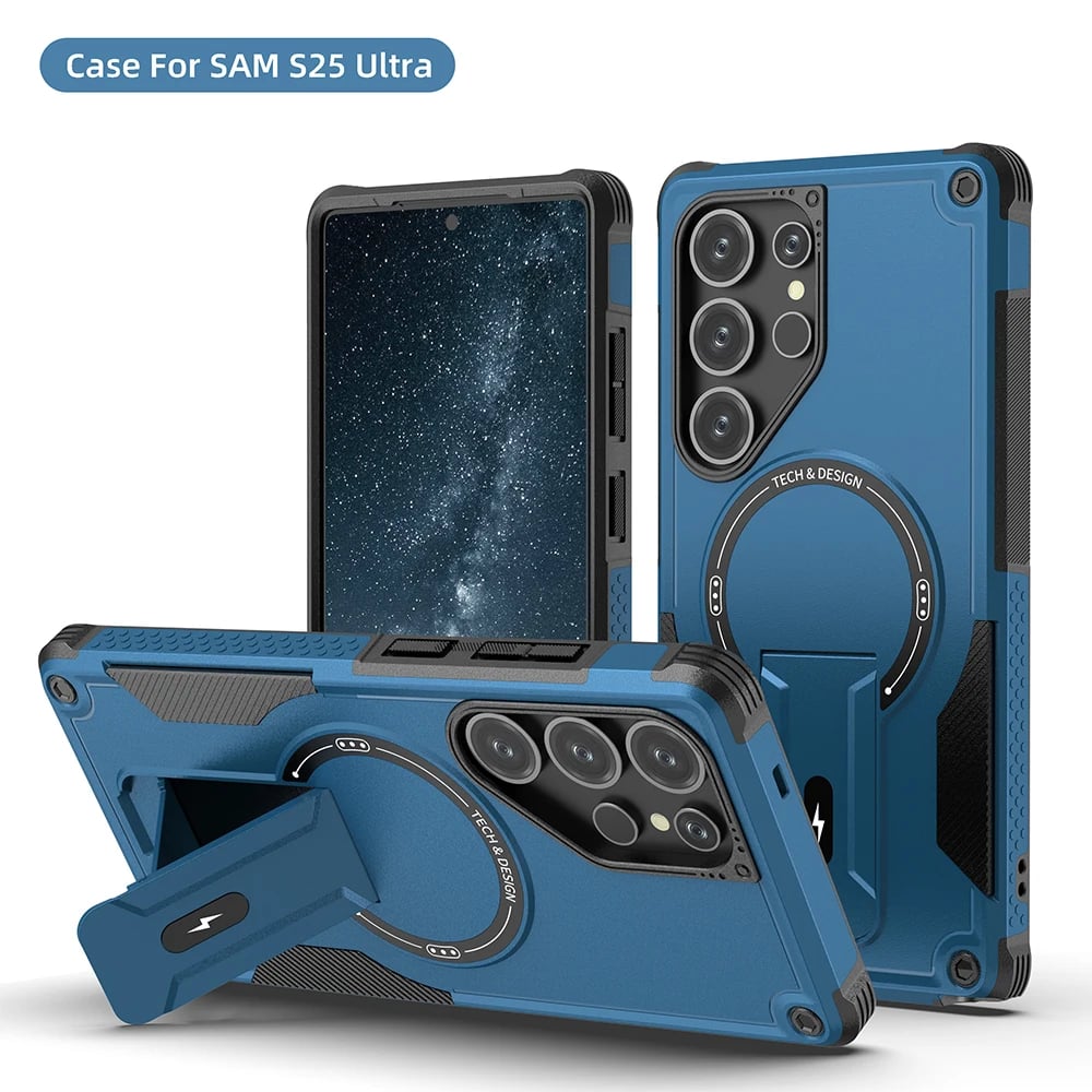Military-grade anti-fall protective case with magnetic invisible bracket for Samsung