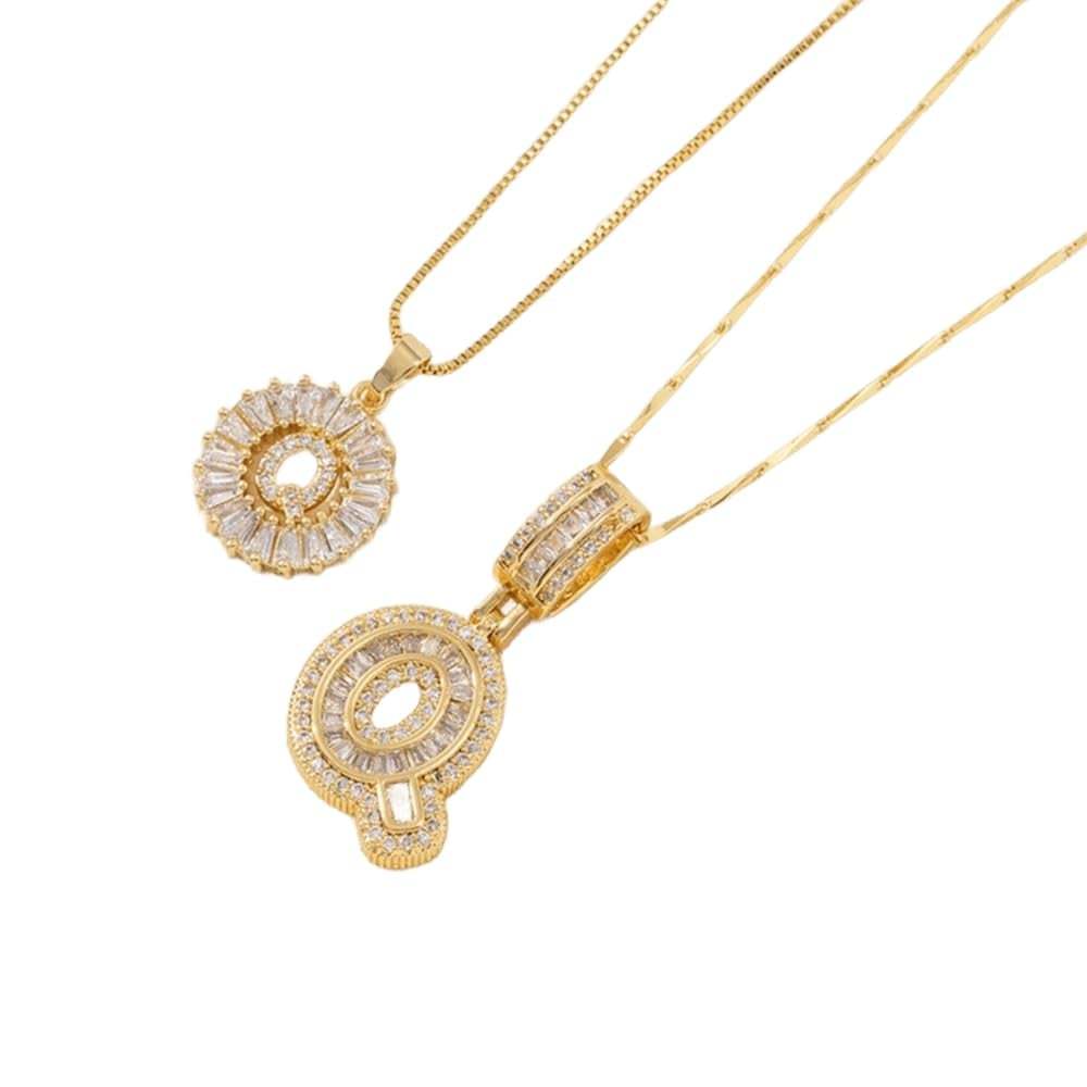 2 Pack - Initial Letter Pendant Necklaces with zircon stones for women fashion jewelry for parties birthdays valentine's day gift