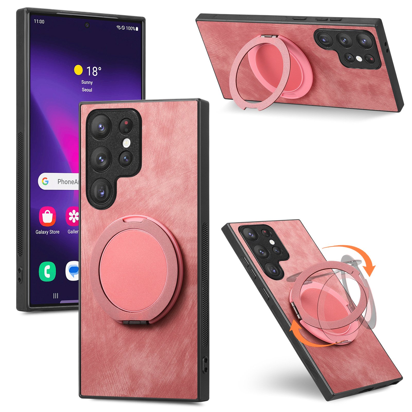 Magnetic Shockproof Leather Ring Stand Case For Samsung Galaxy S25/S24/S23/S22 Series and Galaxy A54/A55/A56