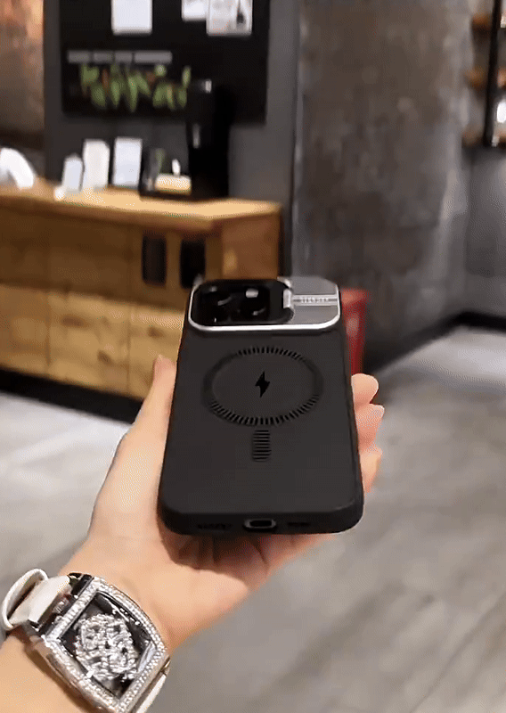 🔥Hot Sale🔥iPhone full-cover silicone magnetic super cool lightning mobile phone case with lens holder