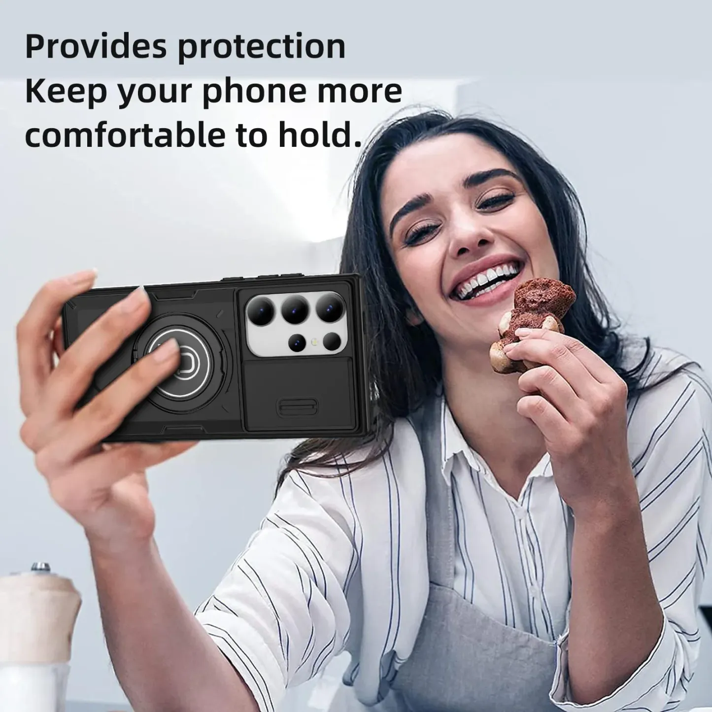 Samsung Galaxy S24 S23 Plus Ultra S22 Case Matte Skin-Friendly Magnetic Rotating Ring Holder Sliding Window Lens Back Cover