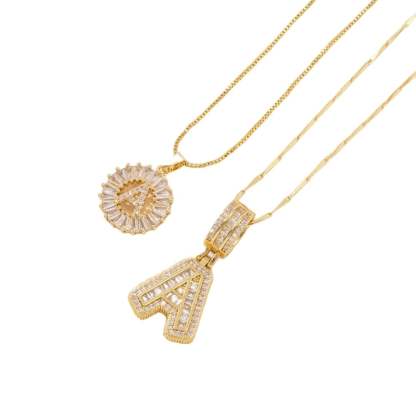 2 Pack - Initial Letter Pendant Necklaces with zircon stones for women fashion jewelry for parties birthdays valentine's day gift