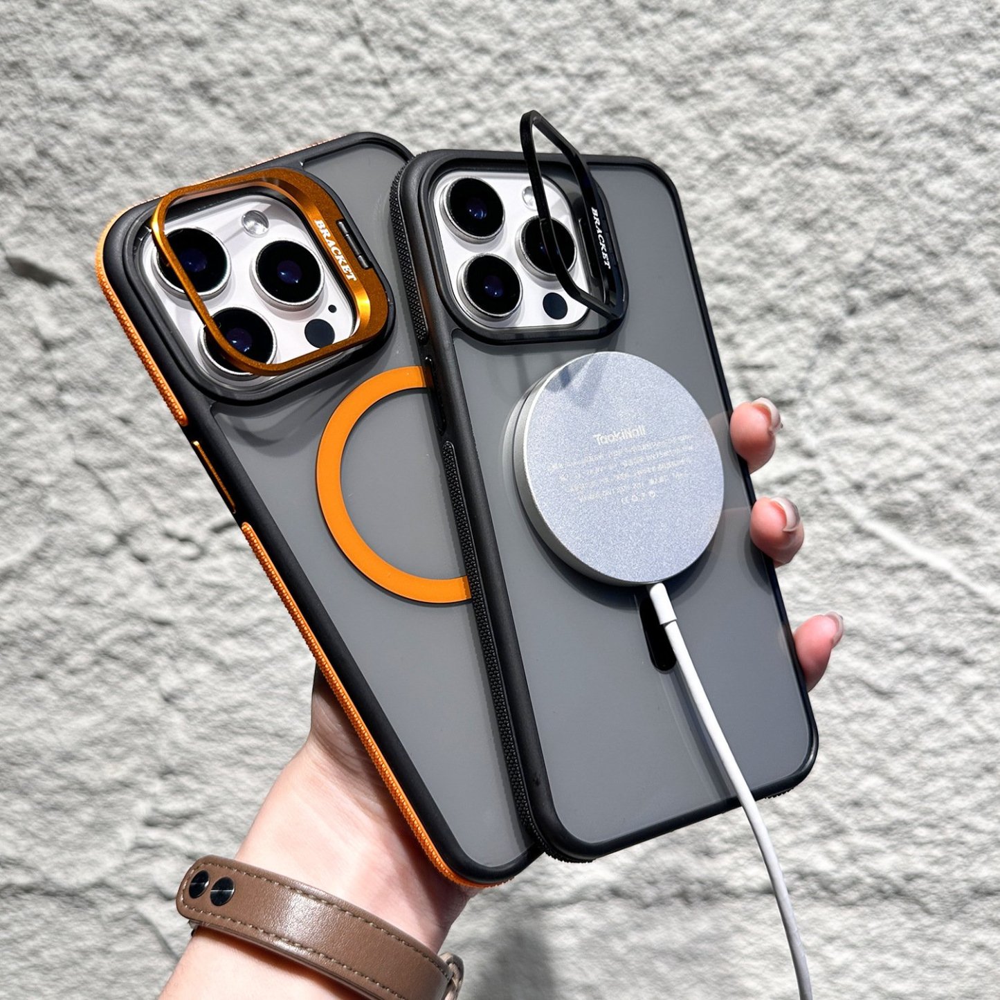 Magnetic Invisible Lens Holder Side Anti-slip Strips Phone Case For iPhone 16/15/14/13/12 Series