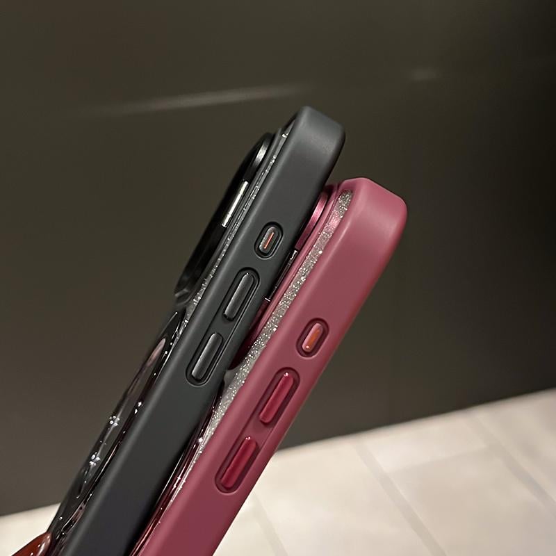 iPhone Anti-Yellowing Frame Bracket Glitter Magnetic Phone Case With Rotating Bracket