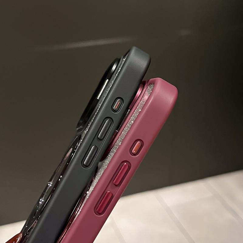 iPhone Anti-Yellowing Frame Bracket Glitter Magnetic Phone Case With Rotating Bracket