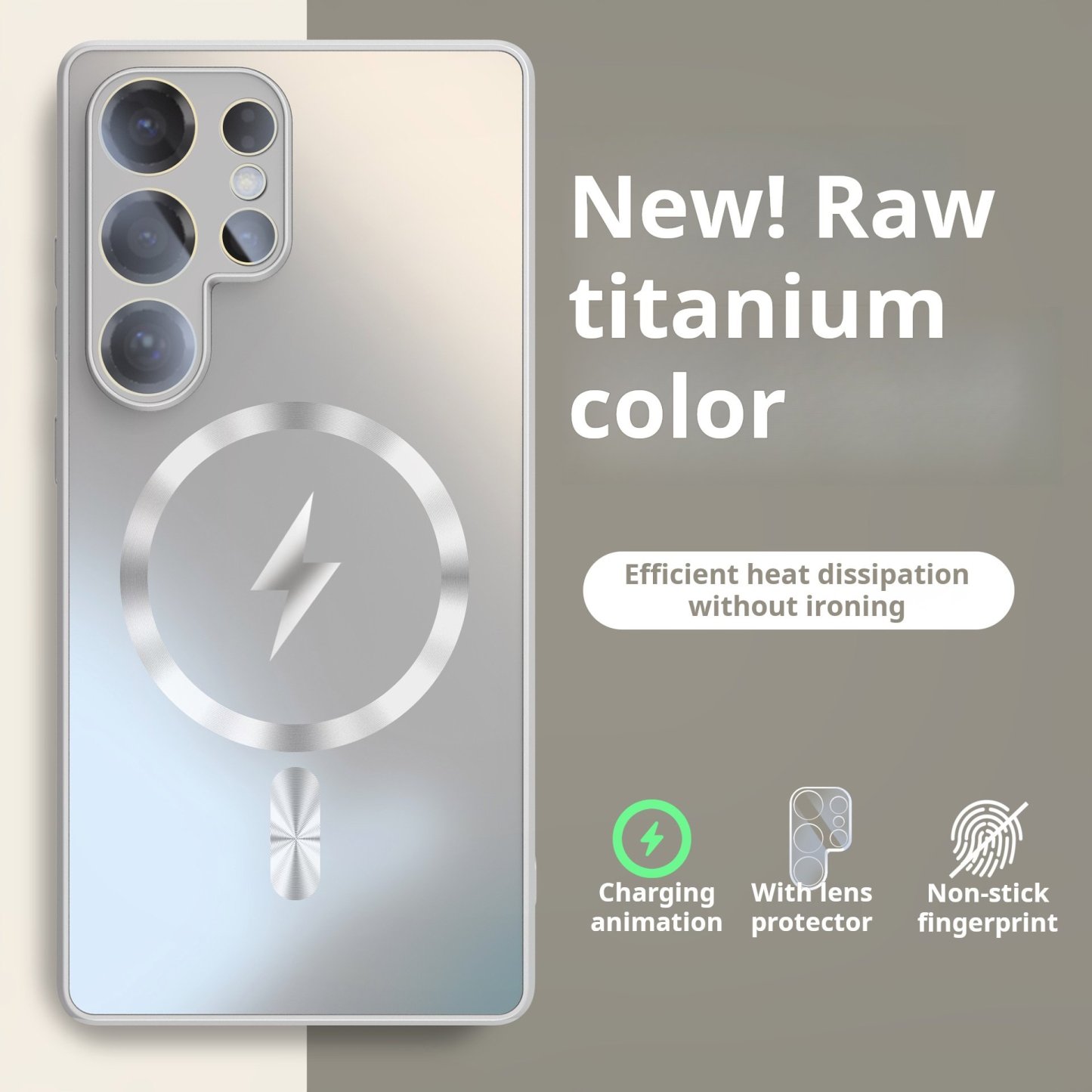 Lightning Magnetic Charging Matte Silky Feel Phone Case With Lens Prot
