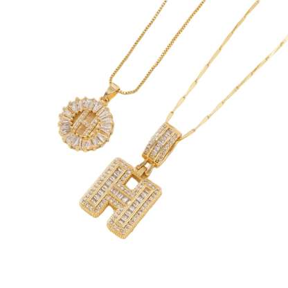 2 Pack - Initial Letter Pendant Necklaces with zircon stones for women fashion jewelry for parties birthdays valentine's day gift