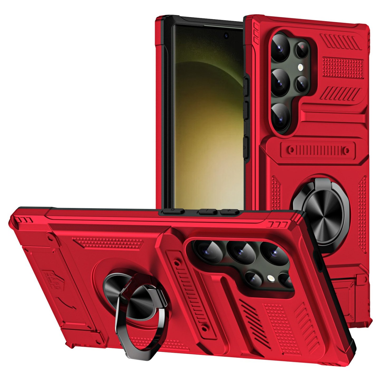 Shockproof Phone Case with Card Holder & 360° Magnetic Ring Stand Dual