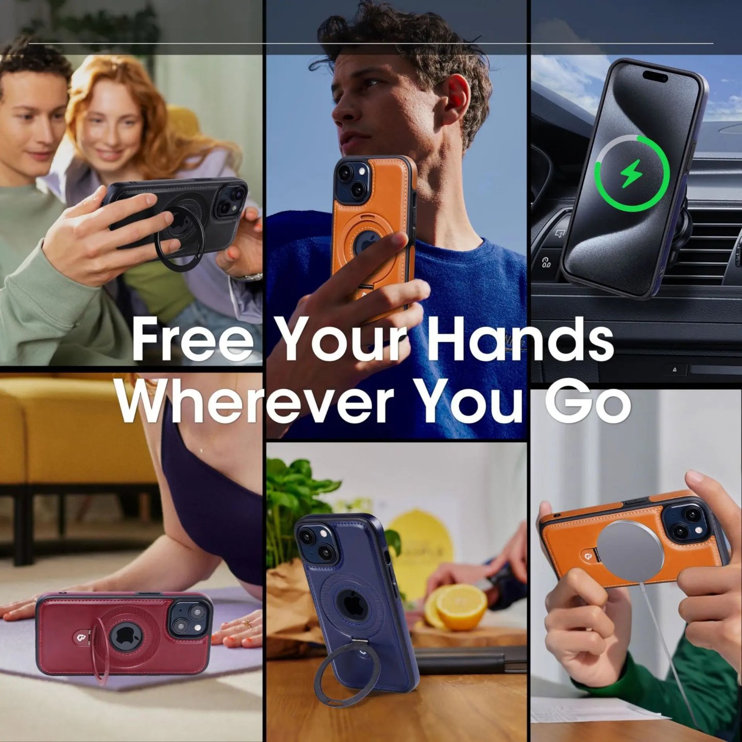 (🔥Last Day Promotion )🔥Full-Coverage Shockproof Leather Magnetic Stand iPhone Case for iPhone 16 15 14 13 12 Promax Pro Plus