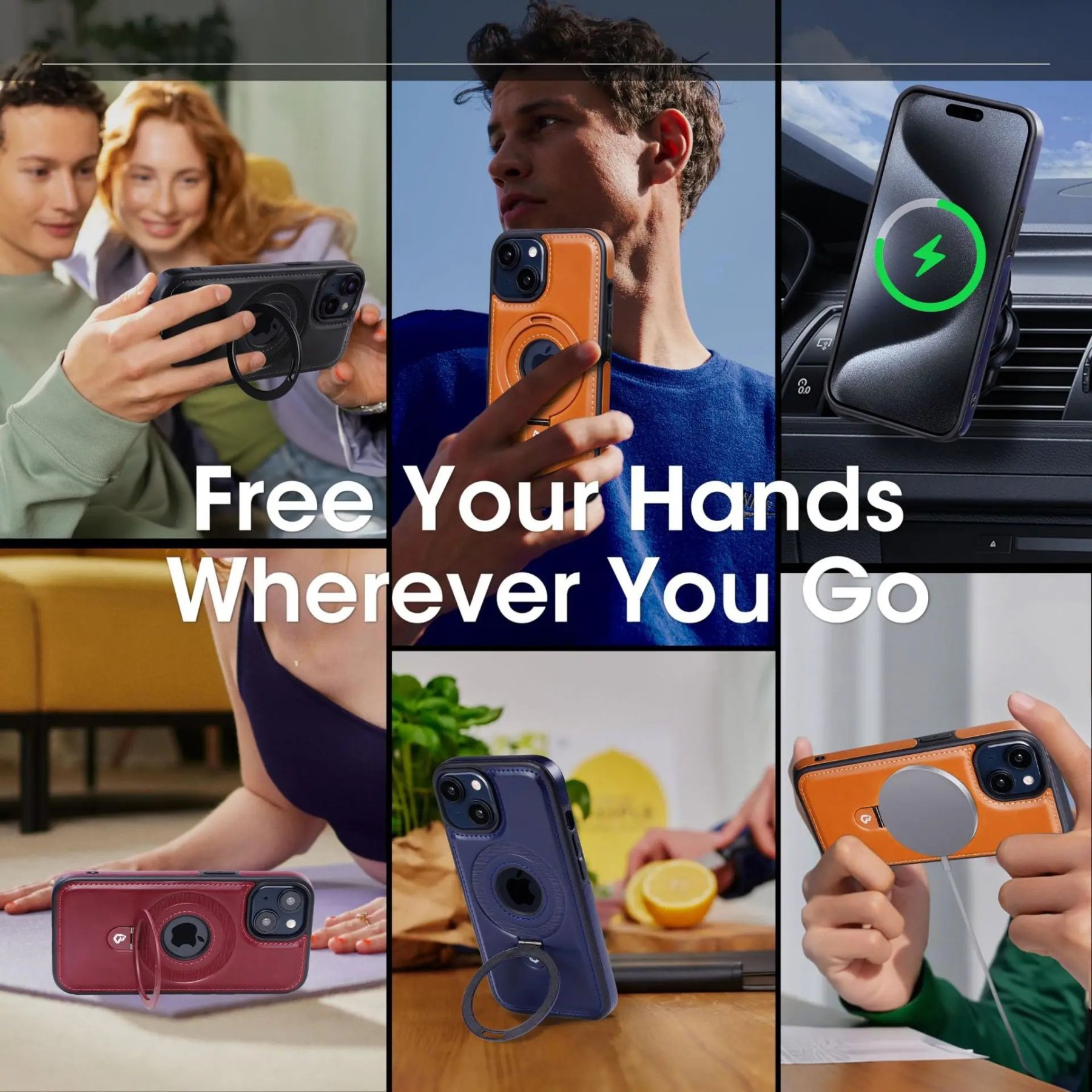 (🔥Last Day Promotion )🔥Full-Coverage Shockproof Leather Magnetic Stand iPhone Case for iPhone 16 15 14 13 12 Promax Pro Plus