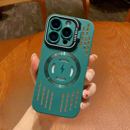 Lens bracket ice point heat dissipation hollow magnetic soft case suitable for Apple 16/15/14/13/12/11 series