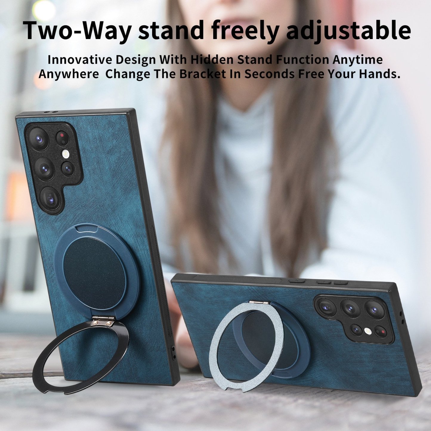 Magnetic Shockproof Leather Ring Stand Case For Samsung Galaxy S25/S24/S23/S22 Series and Galaxy A54/A55/A56