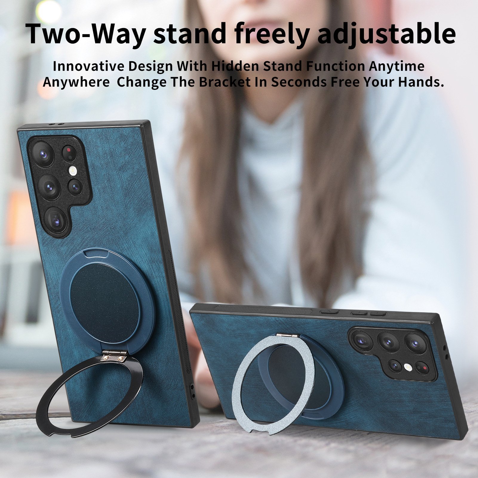 Magnetic Shockproof Leather Ring Stand Case For Samsung Galaxy S25/S24/S23/S22 Series and Galaxy A54/A55/A56