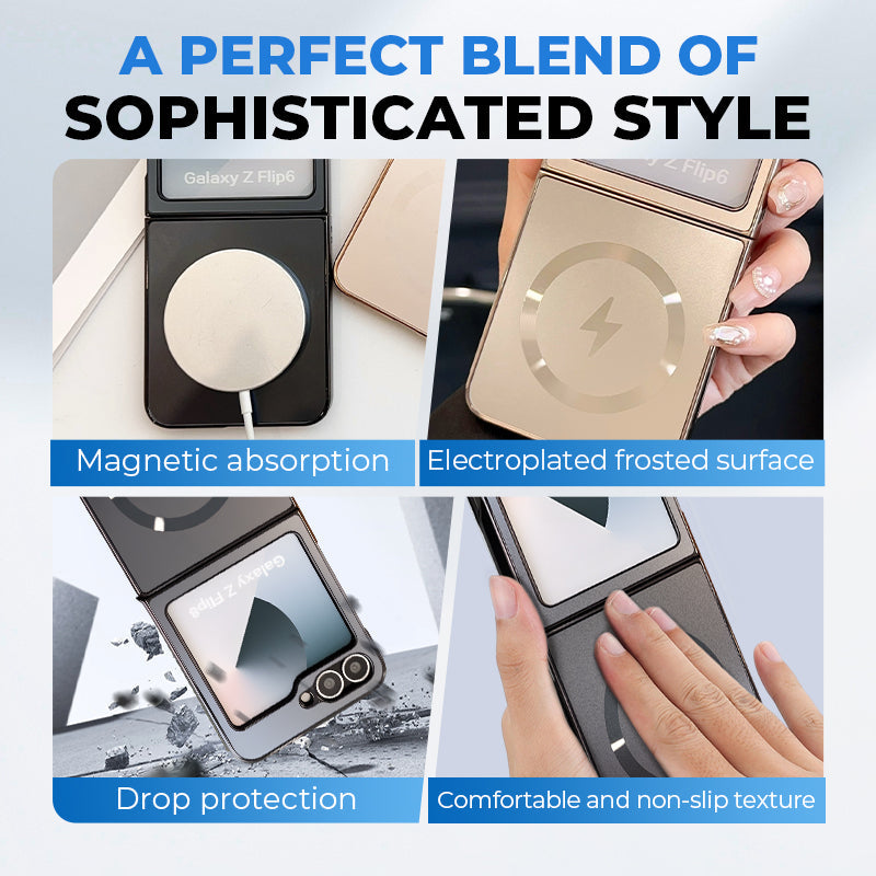Electroplated Frosted Magnetic Case Cover for Samsung Z Flip 6/5/4/3 Series