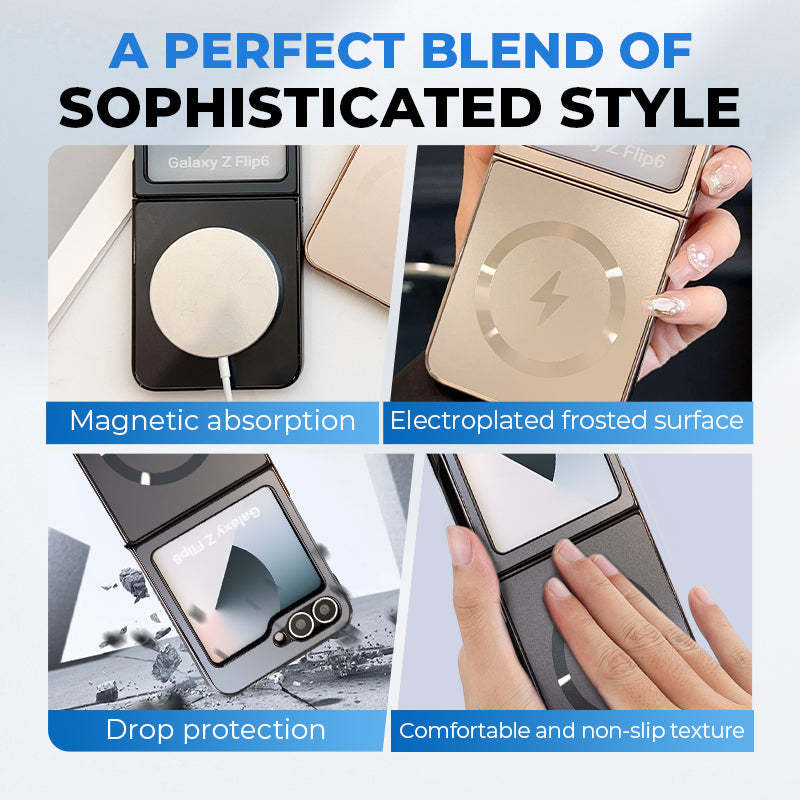 Electroplated Frosted Magnetic Case Cover for Samsung Z Flip 6/5/4/3 Series