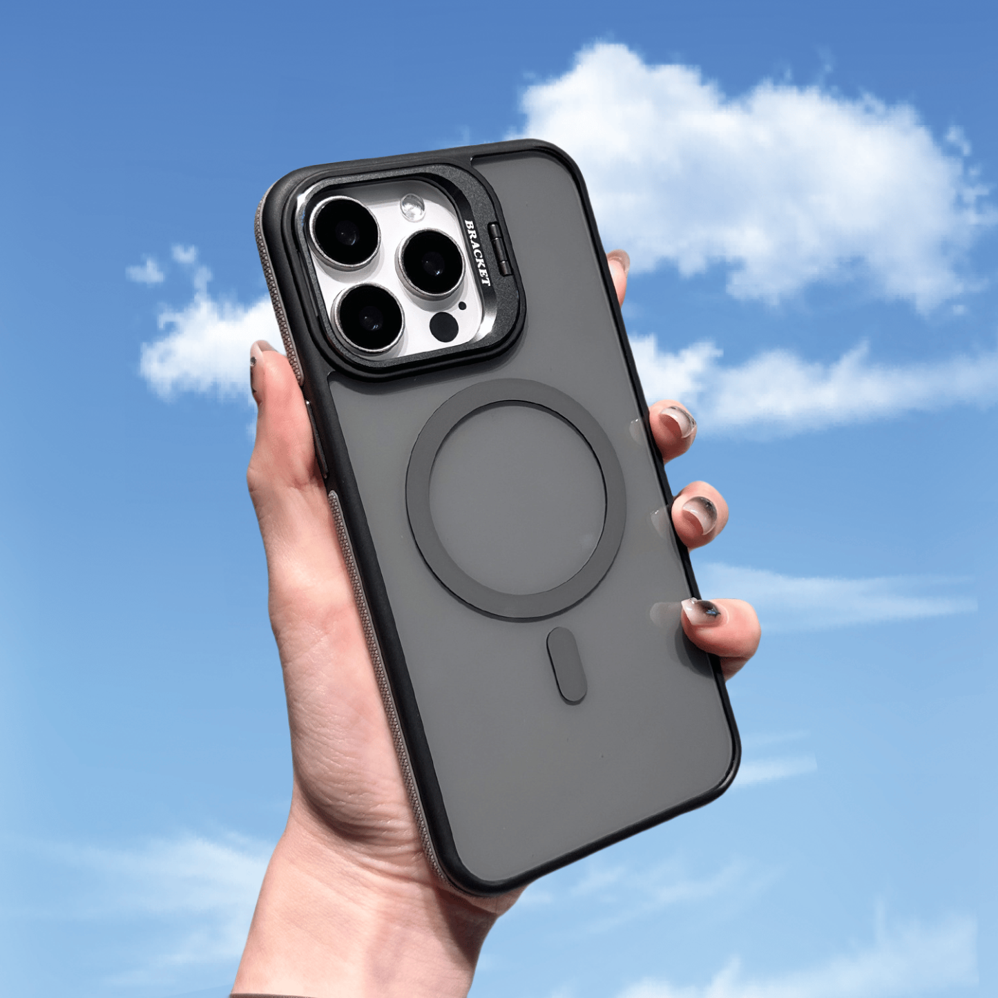 Magnetic Invisible Lens Holder Side Anti-slip Strips Phone Case For iPhone 16/15/14/13/12 Series