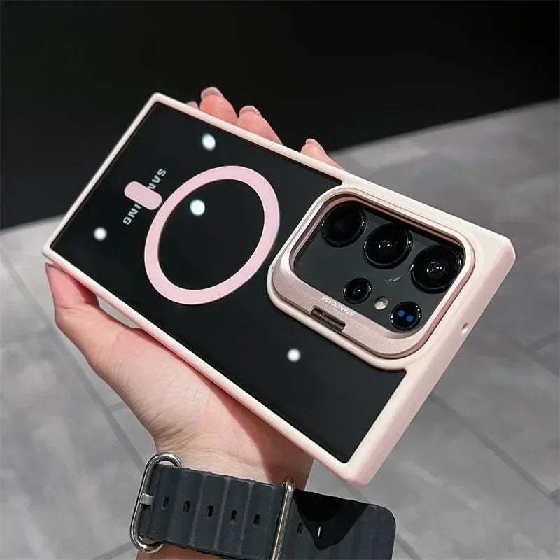 (S25 Updated) Magsafe Hidden Holder Clear Case For Samsung Galaxy S25 S24 Ultra S22 Plus S23 FE Shockproof Magnetic Wirelesss Charge Cover
